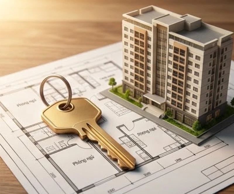 Mơ thấy bán nhà là điềm gì: Góc nhìn tâm lý và cách ứng phó 2 Chìa khóa ngôi nhà mới được đặt trên bản vẽ thiết kế tượng trưng cho giấc mơ chuyển đổi không gian sống