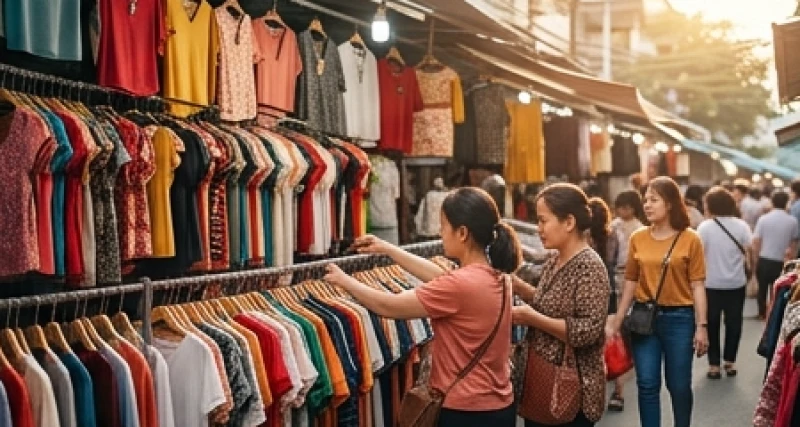 Mơ thấy bán quần áo: Điềm báo tài chính & bộ số may mắn 5 Sạp bán quần áo sặc sỡ tấp nập người mua kẻ bán giữa khu chợ truyền thống ồn ào và mang tính cạnh tranh cao