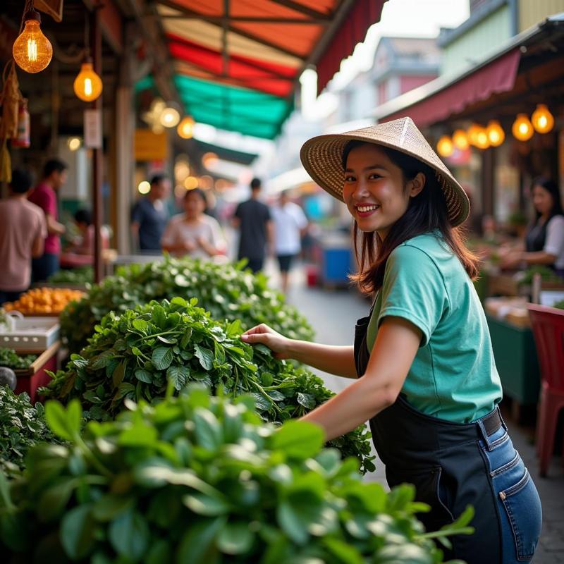 Bán rau mồng tơi tươi tốt