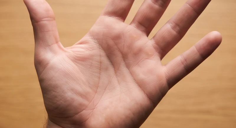 Bàn tay mở rộng hiển thị các đường chỉ tay có năng khiếu nghệ thuật một cách rõ nét