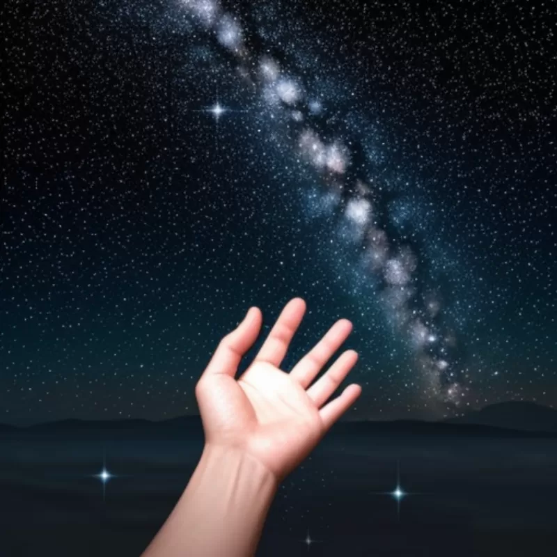 Hình ảnh bàn tay nâng những chòm sao