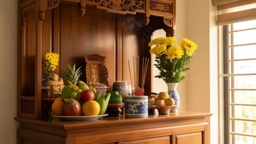 Bàn thờ gia tiên trang nghiêm giúp an tâm khi lo lắng bàn thờ bị đổ là điềm gì