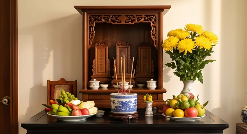 Văn khấn giỗ hết cha: Bài cúng chuẩn và trình tự xả tang 1 Không gian bàn thờ gia tiên chung sau khi lễ Đại Tường kết thúc, vong linh người cha được rước lên thờ tự.