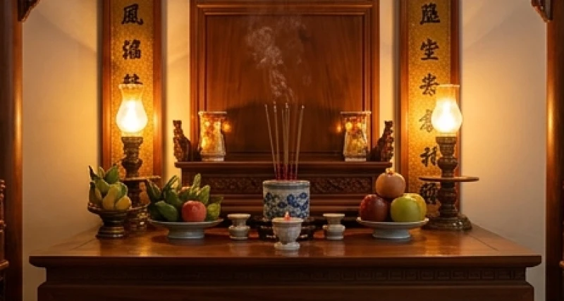 Mơ thấy người âm theo: Tự chẩn đoán nguyên nhân và cách hóa giải 5 Bàn thờ gia tiên truyền thống Việt Nam được thắp sáng bằng nến và hương tỏa khói nhẹ