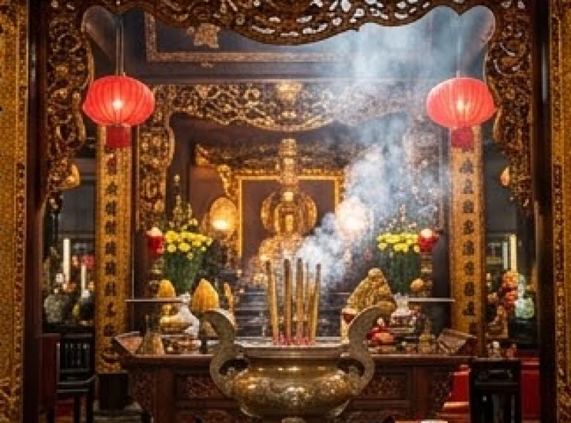 Điện thờ trung tâm nơi ngự trị của Linh Sơn Thánh Mẫu với sự bài trí trang nghiêm tuyệt đối
