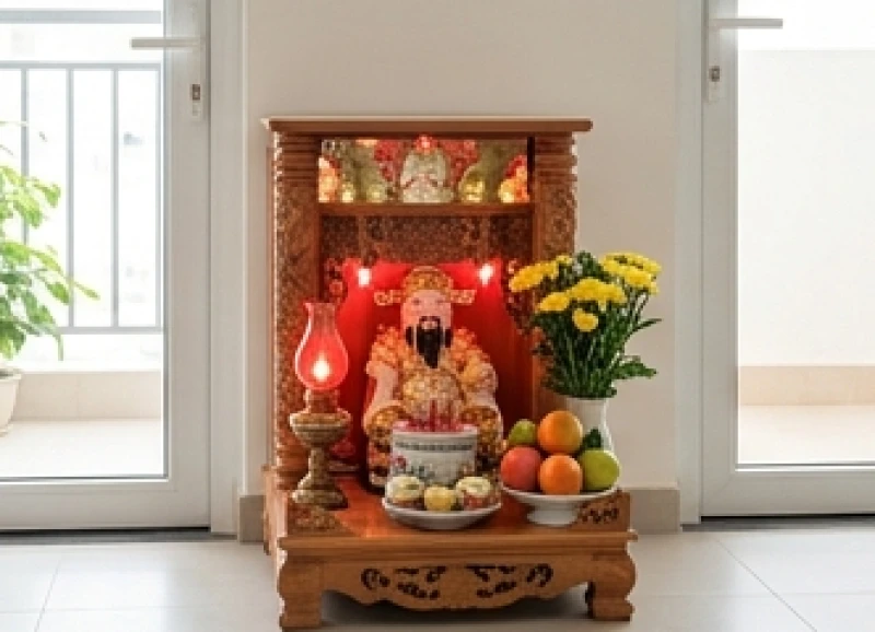Bàn thờ Thần Tài Thổ Địa phát lộc hướng Đông Bắc cho gia chủ nam Bính Dần
