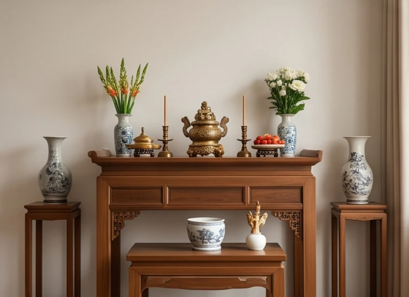 Đinh Hợi 1947 mệnh gì: Giải mã bản mệnh Ốc Thượng Thổ chuẩn xác 9 Không gian thờ cúng gia tiên thanh tịnh với mặt bàn thờ hướng về phương vị đón nhiều cát khí