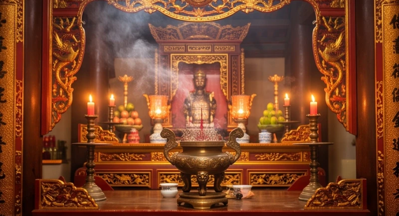 Không gian ban thờ linh thiêng dâng Đức Vua Cha Bát Hải Động Đình