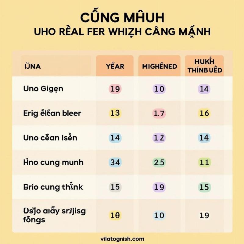 Bảng Cung Mệnh