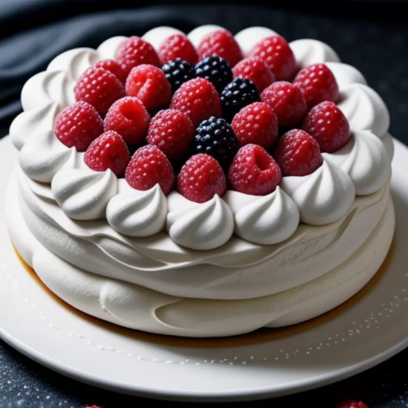 Bánh pavlova với trái cây tươi