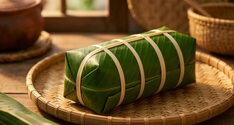 Mơ thấy gói bánh tét: Điềm báo theo bối cảnh & con số 2 Đòn bánh tét được bọc trong lớp lá chuối tươi xanh mướt, cột lạt giang đều đặn trên mâm