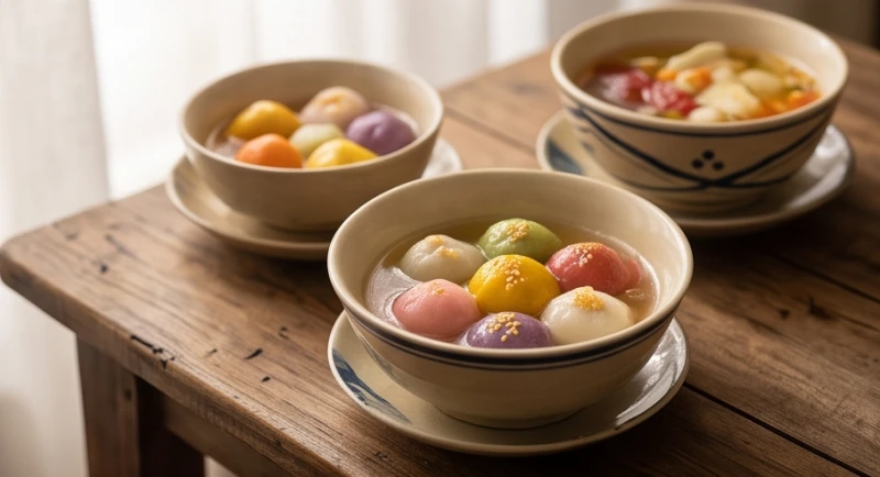 Văn khấn Tết Hàn Thực: Bài cúng chuẩn nghi lễ theo từng ban thờ 8 Bát chè bánh chay và đĩa bánh trôi ngũ sắc đẹp mắt được rắc vừng rang thơm lừng