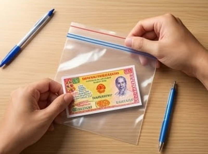 Cẩn thận bọc tờ vé số kiến thiết vào túi zip chống nước để bảo vệ tình trạng nguyên vẹn trước khi lĩnh thưởng