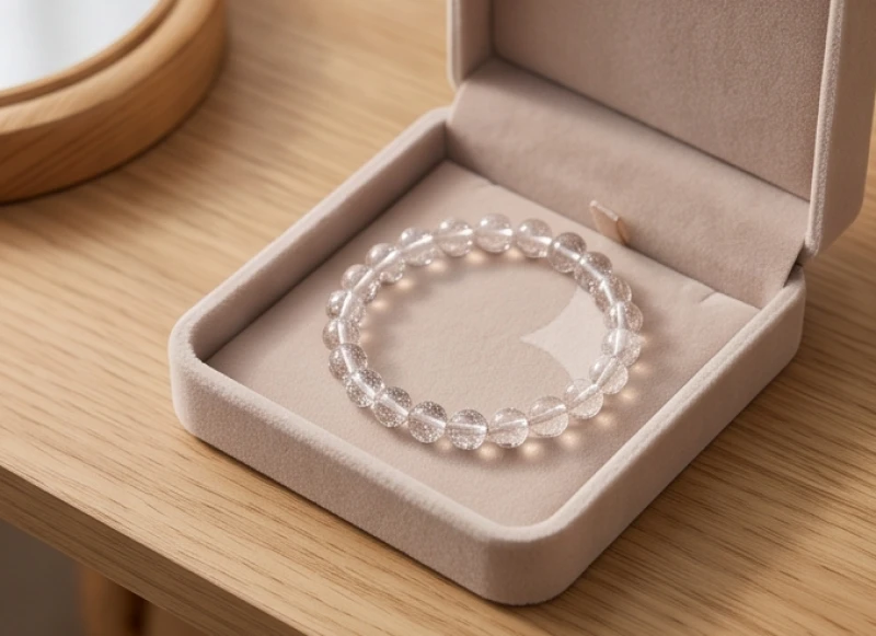 Chiếc vòng đá phong thủy được tháo ra và đặt cẩn thận vào hộp trang sức lót nhung