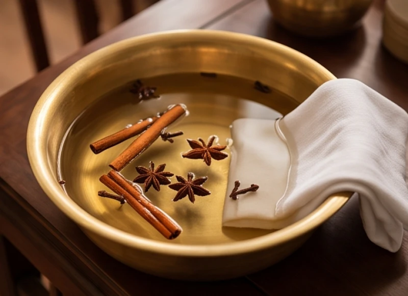 Văn khấn lập điện thờ tại gia: Trình tự an vị và sắm lễ chuẩn 7 Chậu nước ngũ vị hương đun từ thảo mộc dùng để bao sái và thanh tẩy không gian điện thờ tư gia