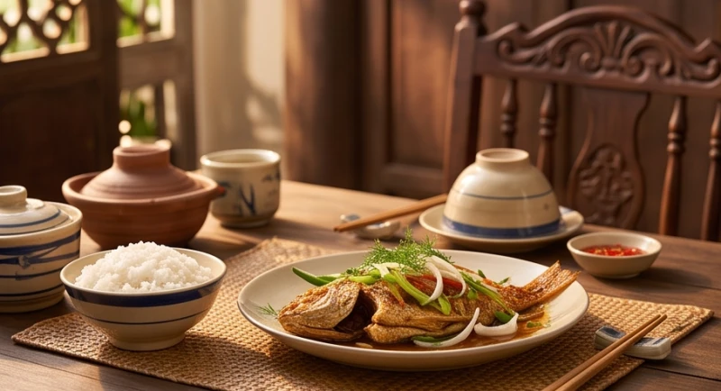 Mơ thấy ăn cơm với cá: Điềm báo cát hung và cách hóa giải 3 Bát cơm trắng tinh tươm được bày biện cẩn thận trên một mâm cơm khách mang điềm báo có quý nhân