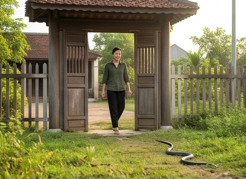 Đi đường gặp rắn đen là điềm gì: Luận ngũ hành & mẹo hóa giải 2 Một thanh niên bước ra khỏi cổng nhà bắt đầu hành trình và bất ngờ thấy con rắn đen trườn qua