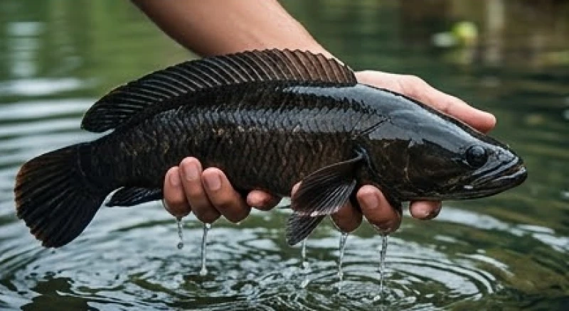 Mơ thấy cá lóc đen: Giải mã điềm báo, con số & mẹo hóa giải 3 Đôi bàn tay ôm trọn con cá lóc đen lớn vừa bắt được trên mặt nước trong vắt báo hiệu tài lộc dồi dào