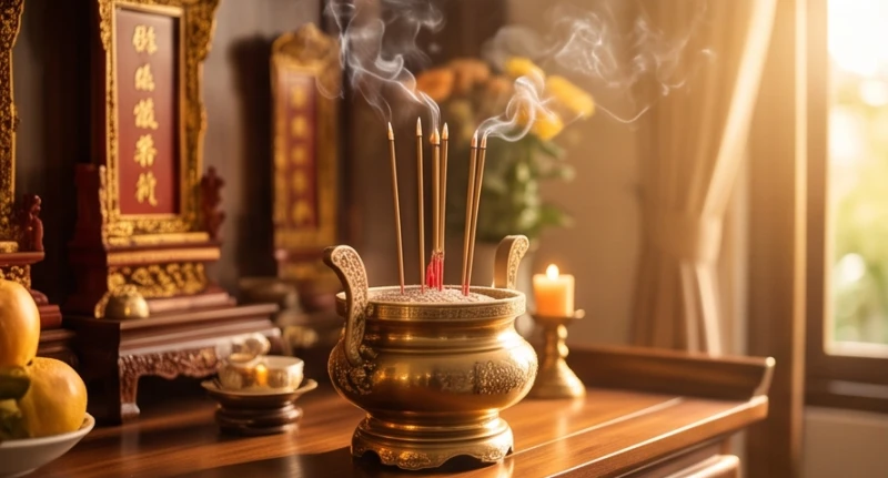 Thứ tự khấn thần linh và gia tiên: Quy trình chuẩn tránh phạm kỵ 3 Khói hương trầm ấm tỏa rạng trên bàn thờ gia tiên thể hiện sự kết nối linh thiêng giữa con cháu và những người đã khuất