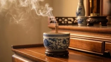 Cận cảnh bát hương trên bàn thờ gia tiên bốc khói nghi ngút giúp giải mã bát hương bốc khói là điềm gì