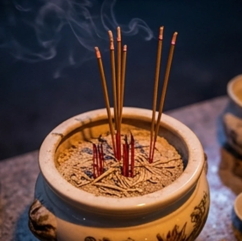 Văn khấn cầu siêu cho vong linh không nơi nương tựa đúng nghi thức 9 Bát nhang bốc khói nghi ngút trên mâm cúng ngoài sân khi gia chủ đang đọc bài văn khấn