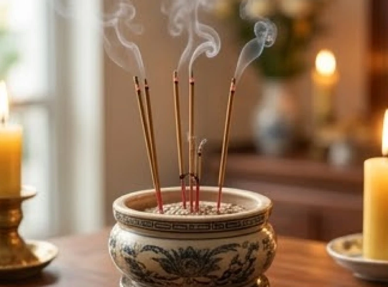 Hiện tượng lạ xảy ra trên bàn thờ với các nén nhang cháy bất thường, phản ánh điềm báo khi đốt nhang