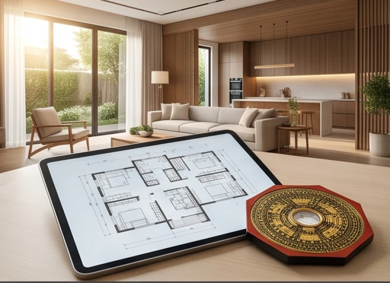 Tuổi Tý hợp hướng nào: chuẩn Bát Trạch và cách hóa giải 1 Bản vẽ mặt bằng nhà kết hợp la bàn Bát Trạch xác định hướng tốt cho gia chủ tuổi Tý