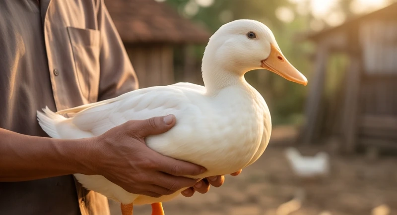 Mơ thấy bắt vịt: Giải mã bối cảnh và con số tài lộc 1 Đôi bàn tay nhẹ nhàng ôm trọn một con vịt béo khỏe tượng trưng cho việc nắm bắt tài lộc