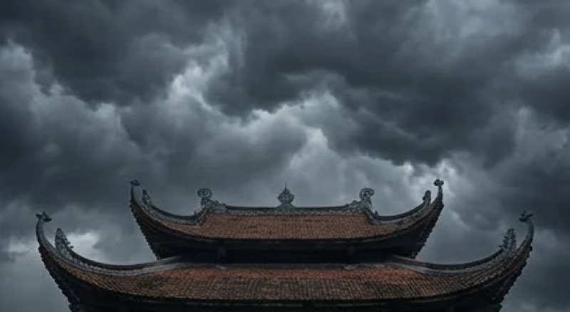 Bầu trời nhiều mây đen tĩnh mịch ám chỉ nguồn năng lượng vũ trụ nhiễu loạn trong ngày hắc đạo