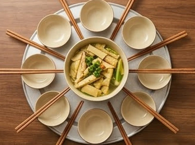 Văn khấn gia tiên mùng 2 Tết: Bài cúng chuẩn truyền thống 4 Sáu chiếc bát con cùng đũa sạch được xếp ngay ngắn thành vòng tròn quanh mâm cỗ mặn dâng tổ tiên