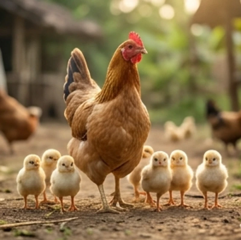 Giải mã mơ thấy gà con: Điềm báo chi tiết và bộ số tài lộc 6 Đàn gà con lăng xăng bước đi nối đuôi bám sát chân gà mẹ tìm thức ăn trong khu vườn yên tĩnh