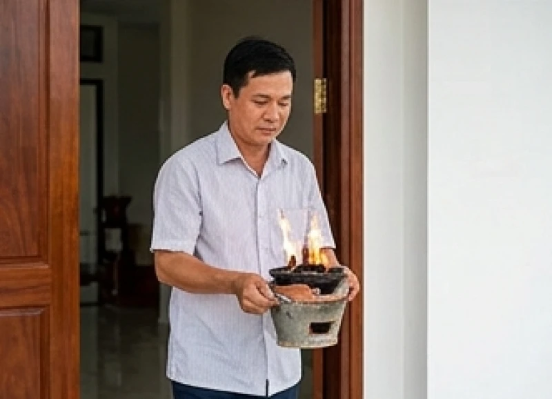 Văn khấn động thổ khi mượn tuổi: Bài cúng và thủ tục chuộc nhà 10 Gia chủ tự tay bê bát hương gia tiên bước qua cửa chính đi vào ngôi nhà mới khang trang