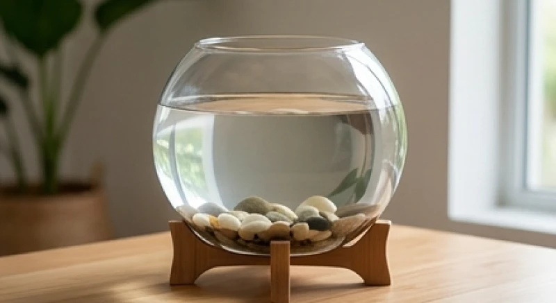Bể cá phong thủy tuổi Thân: Bảng nạp âm, dáng bể & cách hóa giải 5 Bể cá hình tròn để bàn với thiết kế cong mềm mại không có góc nhọn