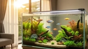 Bể cá phong thủy tuổi hợi tuyệt đẹp đặt trong phòng khách hiện đại thu hút tài lộc