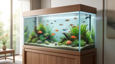 Bể cá phong thủy tuổi Mão tuyệt đẹp đặt tại không gian phòng khách hiện đại giúp chiêu tài lộc