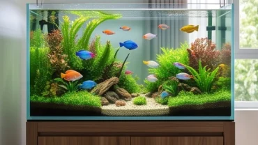 Bể cá phong thủy tuổi sửu đặt trong phòng khách hiện đại thu hút vượng khí