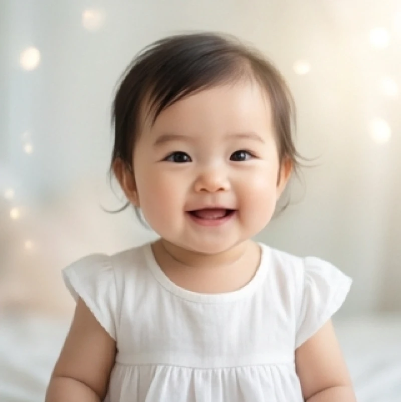 Mơ thấy gái xinh là điềm gì: Góc nhìn tâm lý và bộ số may mắn 6 Một bé gái nhỏ nhắn với đôi mắt to tròn đang nở nụ cười tươi tắn hồn nhiên trong bộ váy trắng