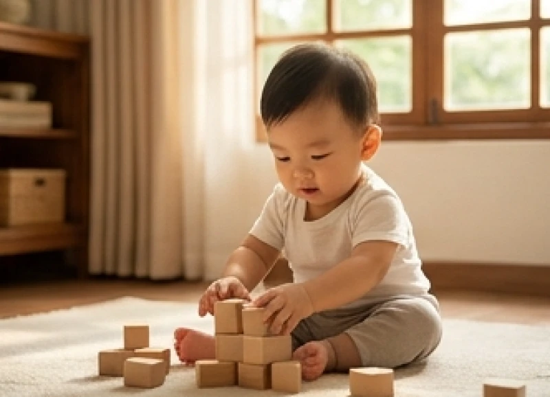 Tuổi Thìn sinh con tháng nào tốt: Định cát nguyệt hợp gia đạo 6 Bé trai bộc lộ sự tập trung cao độ khi tự chơi với các khối gỗ xếp hình