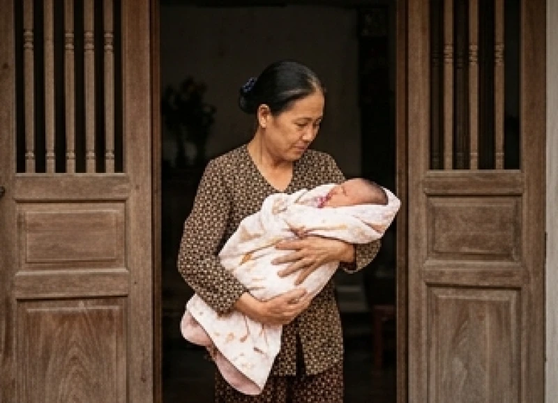Văn khấn đón trẻ sơ sinh về nhà chuẩn nhất: bài cúng và mâm lễ 1 Người lớn cẩn thận bế trẻ sơ sinh bọc trong khăn ấm bước vào cửa chính của ngôi nhà