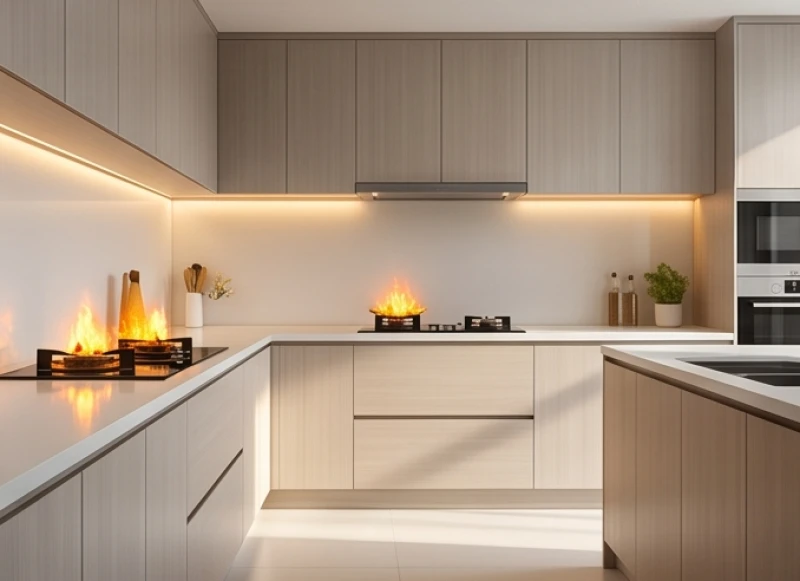 Gian bếp hiện đại được thiết kế khéo léo để thiêu rụi hung họa và kích hoạt năng lượng tốt