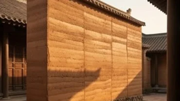Bức tường đất nung kiên cố dưới ánh nắng mặt trời đại diện cho mệnh bích thượng thổ trong phong thủy