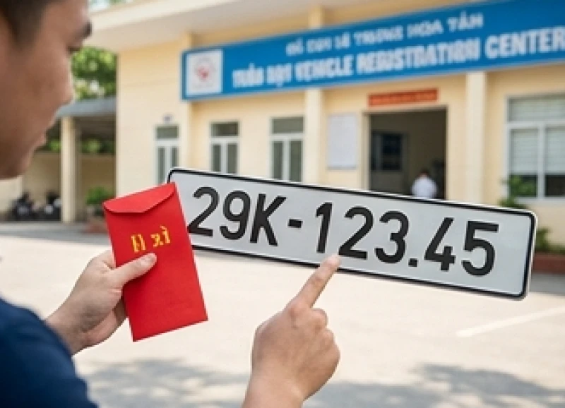 Biển số xe hợp tuổi Tuất: Bảng tra các năm & cách tính nút 1 Chủ xe đang cẩn thận xem xét các con số trên biển số ô tô dựa theo nguyên tắc ngũ hành tương sinh
