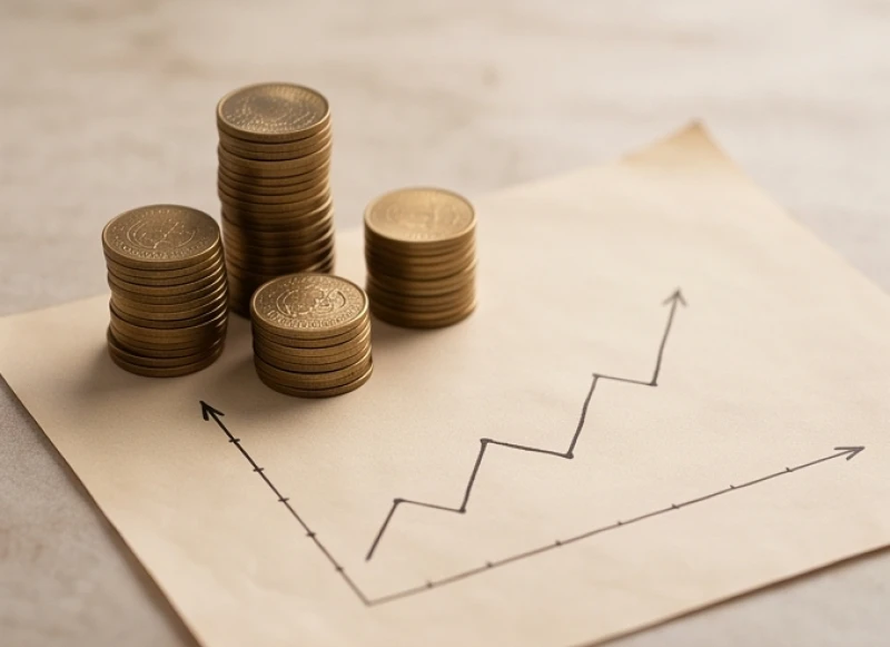 Tài lộc tuổi Tỵ năm 2027: Phân bổ dòng tiền và kích vận 1 Biểu đồ và đồng xu tượng trưng cho sự phân hóa tài lộc tuổi Tỵ năm 2027