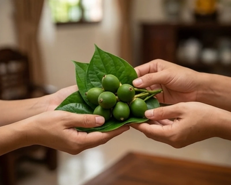 Mơ thấy buồng cau: Giải mã điềm báo gia đạo và con số may mắn 5 Đôi bàn tay trao tặng những quả cau xanh tươi thể hiện sự quý trọng và mong muốn hợp tác gắn kết bền lâu