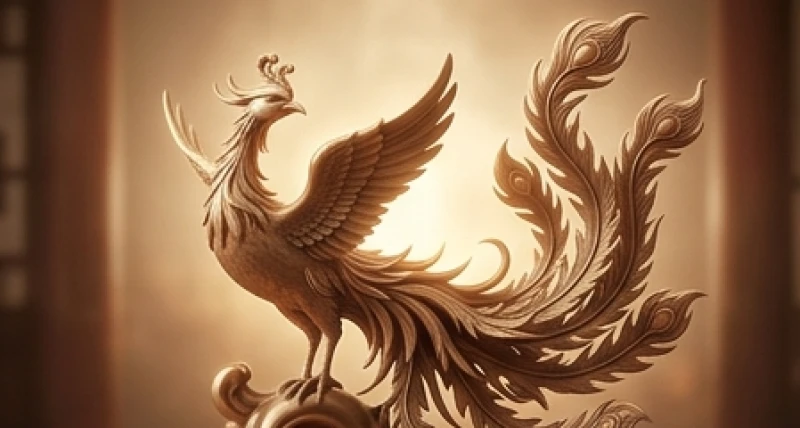 Tượng chim thiêng chạm khắc tinh xảo đại diện cho điềm báo vượng khí khi mơ thấy phượng hoàng
