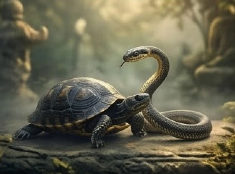 Mơ thấy rùa: Giải mã điềm báo, con số may mắn và cách hóa giải 8 Sự quấn quýt hài hòa giữa rùa và rắn tạo nên biểu tượng Huyền Vũ đầy quyền lực khi mơ thấy rùa.