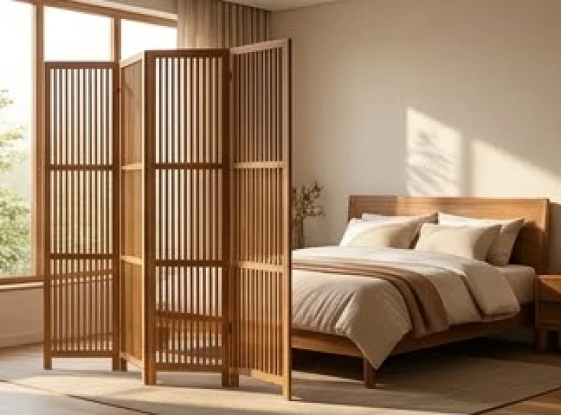 Hướng giường ngủ hợp tuổi Tuất: Quy tắc đo và cách hóa giải 10 Tấm bình phong xếp bằng gỗ được dựng ngang khu vực chân giường để cản đường tiến của luồng sát khí hung hãn