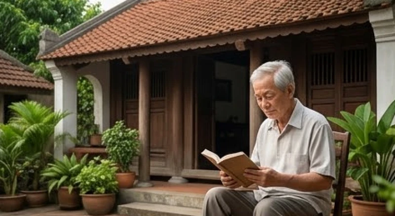 Tử vi tuổi Đinh Hợi 1947 năm 2026: sao hạn và sức khỏe tuổi 80 1 Cụ ông thảnh thơi đọc sách bên hiên nhà gỗ truyền thống, tận hưởng cuộc sống bình yên của tuổi Đinh Hợi
