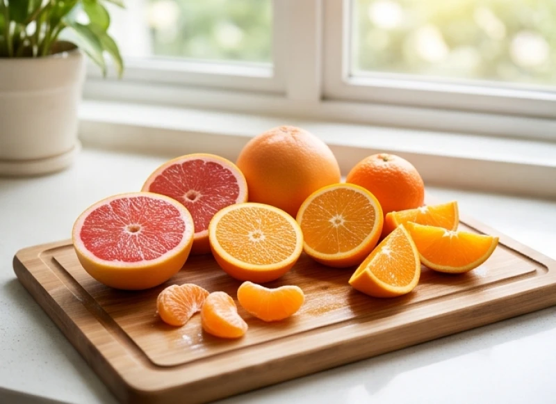 Đĩa trái cây họ bưởi cam quýt tươi ngon giúp tăng cường sức đề kháng chống lại dịch bệnh lây nhiễm