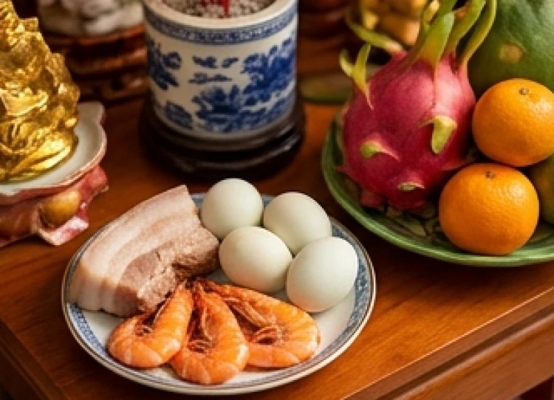 Văn khấn hóa vàng Thần Tài: Bài cúng chuẩn và nghi thức tạ lộc 5 Chuẩn bị bộ tam sên và trái cây tươi dâng lên ban thờ Thần Tài Thổ Địa